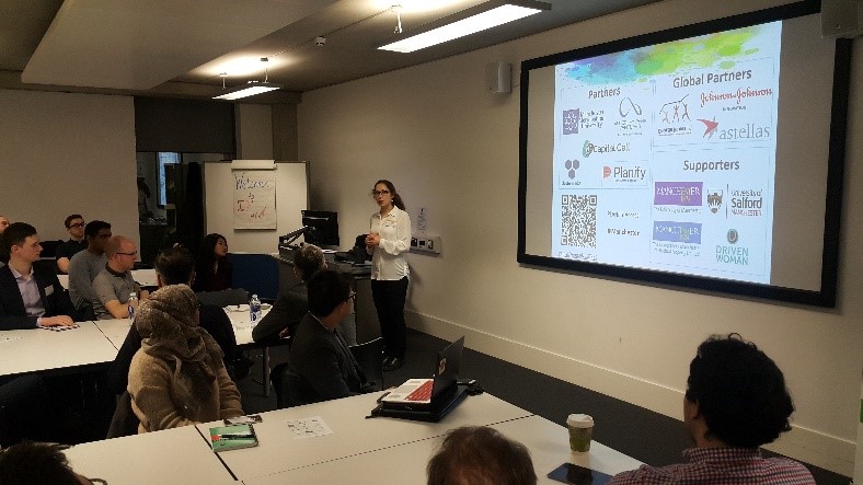 Anastassia Bolotkova, Innovation Forum Manchester President opening the Business Essentials for STEM Start-Ups event